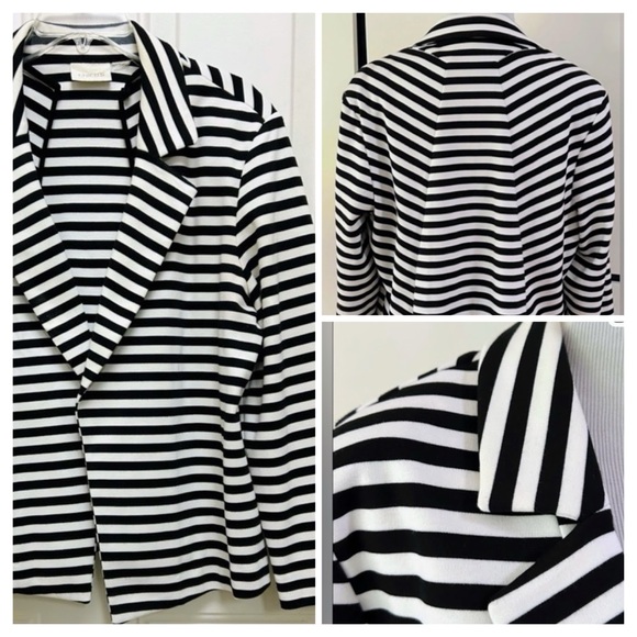 Chico's Jackets & Blazers - Chico’s Jacket - Black & White Striped Open-Front Jacket